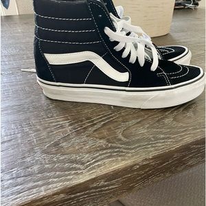 Vans size 7high top black/white- worn twice!